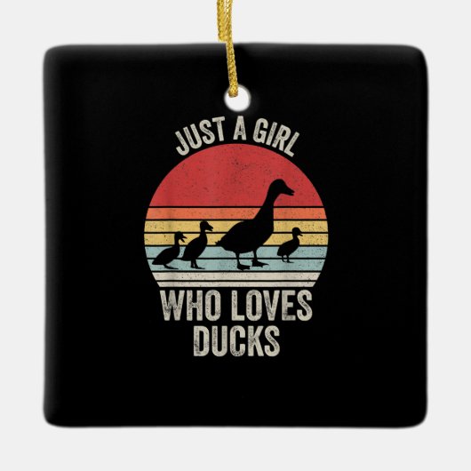 アヒルを愛する少女アヒルのオーナー セラミックオーナメント (正面)