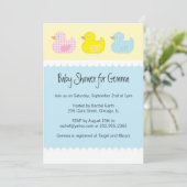 アヒルを持つベビーシャワー招待状 招待状 (スタンド正面)