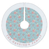 アヒルエレガントエッグブルーホリークリスマス ブラッシュドポリエステルツリースカート (正面)