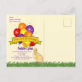 アヒルカラフルバルーン子供の誕生日 インビテーションポストカード (裏面)