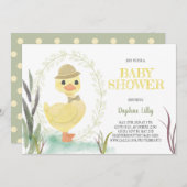 アヒルガイボーイベビーシャワー招待状-セージ 招待状 (正面/裏面)
