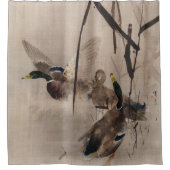 アヒルズインザウォーター日本のファインアート シャワーカーテン (正面)