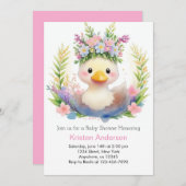 アヒルプリンセスお祝い:ガールベビーシャワー 招待状 (正面/裏面)