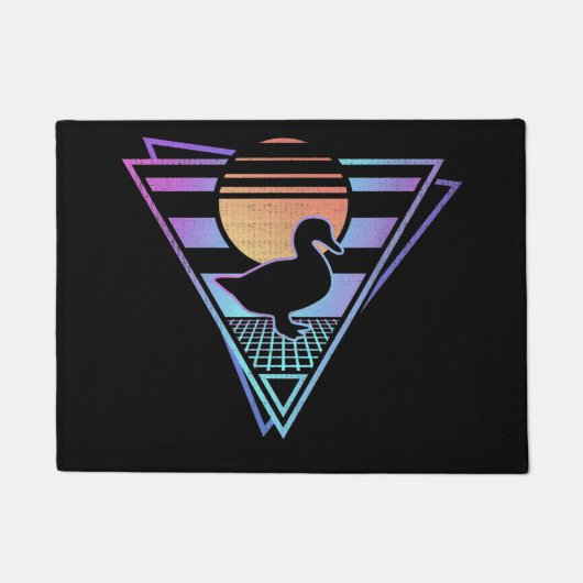 アヒルレトロ80s EDMシンウェーブ贈り物Tシャツ ドアマット (正面)