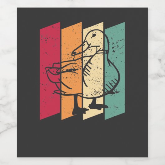 アヒルレトロ ワインラベル (シングルラベル)