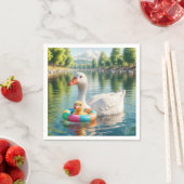 アヒル付きマザーホワイトアヒル スタンダードカクテルナプキン (インサイチュ)