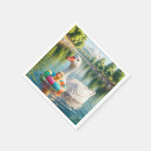 アヒル付きマザーホワイトアヒル スタンダードカクテルナプキン (角)