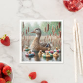 アヒル付きマザーマラードアヒル スタンダードカクテルナプキン (インサイチュ)