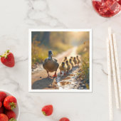 アヒル付きマザーマラードアヒル スタンダードカクテルナプキン (インサイチュ)