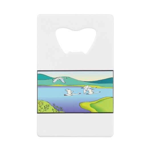 アヒル付き横飛んでいる面図 クレジットカード栓抜き (正面)