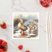 アヒル付き水彩母鴨 スタンダードカクテルナプキン (インサイチュ)