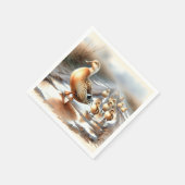 アヒル付き水彩母鴨 スタンダードカクテルナプキン (角)