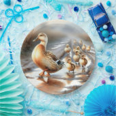 アヒル付き水彩母鴨 ペーパープレート (パーティー)