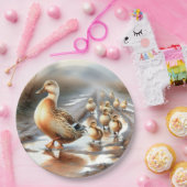 アヒル付き水彩母鴨 ペーパープレート (パーティー)