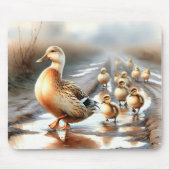 アヒル付き水彩母鴨 マウスパッド (正面)