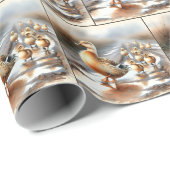 アヒル付き水彩母鴨 ラッピングペーパー (ロールコーナー)