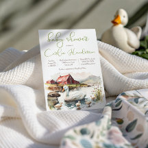 アヒル付き水彩農場アヒル赤ちゃんシャワー