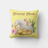 アヒル付き水色イエローアヒル赤ちゃんシャワー クッション (正面)