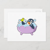 アヒル付き浴槽のペンギン ポストカード (正面/裏面)