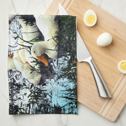 アヒル動物池 キッチンタオル (四つ折り)