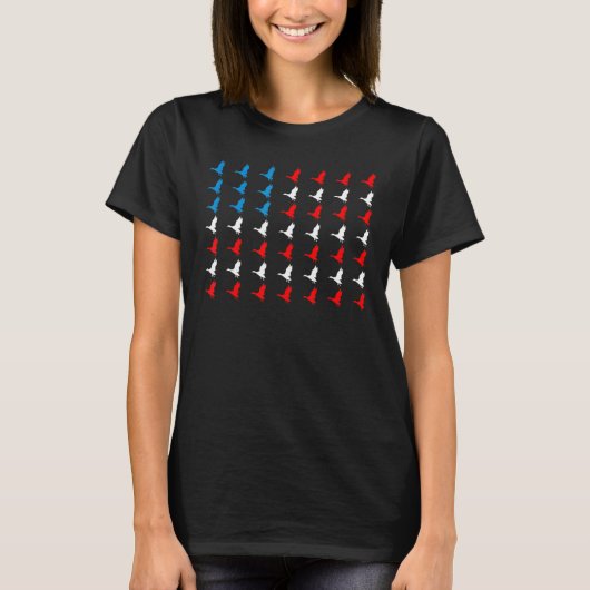 アヒル動物米国旗の独立記念日 Tシャツ (正面)