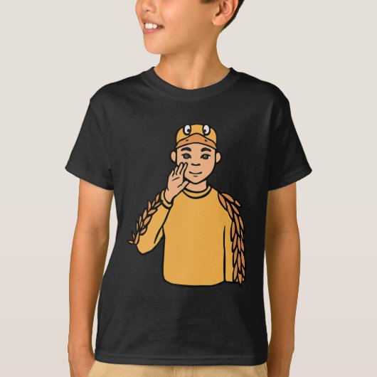 アヒル動物ASL手ジェスチャーろう難聴アワ Tシャツ (正面)