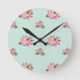 アヒル卵青フローラ時計 ラウンド壁時計