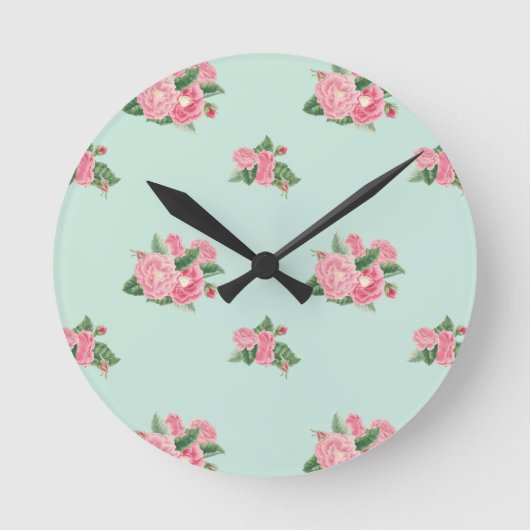 アヒル卵青フローラ時計 ラウンド壁時計 (正面)