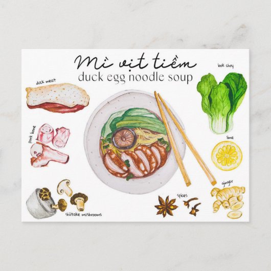 アヒル卵麺スープ – 葉書 ポストカード (正面)