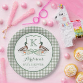 アヒル名門私立校風のジンガムクレストベビーシャワー招待状 ペーパープレート (パーティー)