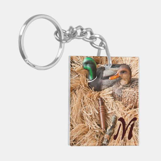 アヒル呼出しマガモのドレークの狩りのハンターのキーホルダー キーホルダー (正面左)