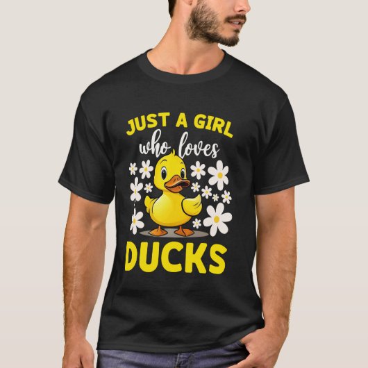アヒル好きな女の子 アヒル好きのための面白いギフト Tシャツ (正面)
