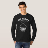 アヒル水鳥用メンズ飛んでいる狩り Tシャツ (正面フル)