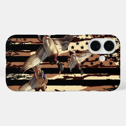 アヒル狩りアメリカンフラッグ水鳥ボットムランド迷彩柄 Case-Mate iPhoneケース (裏面 (横))