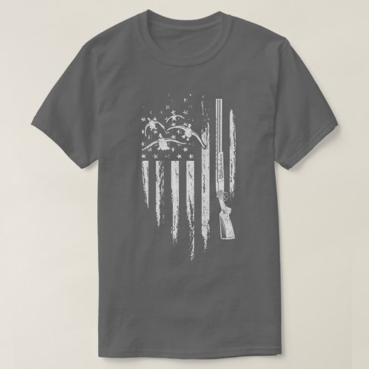 アヒル狩りアメリカ国旗水鳥グースギフト Tシャツ (デザイン正面)
