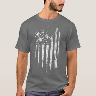 アヒル狩りアメリカ国旗水鳥グースギフト Tシャツ