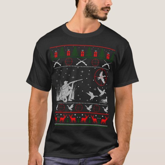 アヒル狩りハンタークリスマスギフト醜いクリスマス Tシャツ (正面)