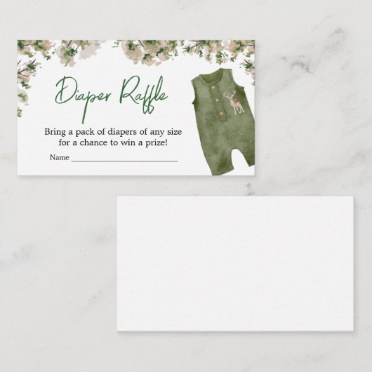 アヒル狩りベビーシャワーおむつラッフル エンクロージャーカード (正面/裏面)