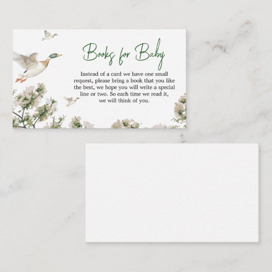 アヒル狩りベビーシャワーブックベビー エンクロージャーカード (正面/裏面)