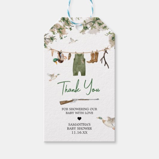 アヒル狩りベビーシャワーメッセージカード ギフトタグ (正面)