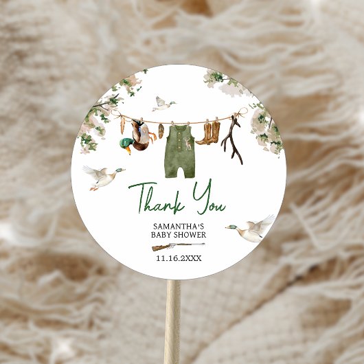 アヒル狩りベビーシャワー ラウンドシール