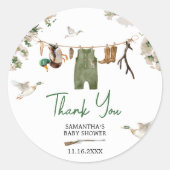 アヒル狩りベビーシャワー ラウンドシール (正面)