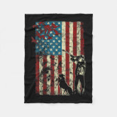 アヒル狩り動揺して愛国的アメリカ国旗 フリースブランケット (正面)