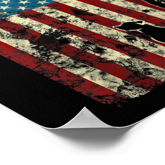 アヒル狩り動揺して愛国的アメリカ国旗 ポスター (角)