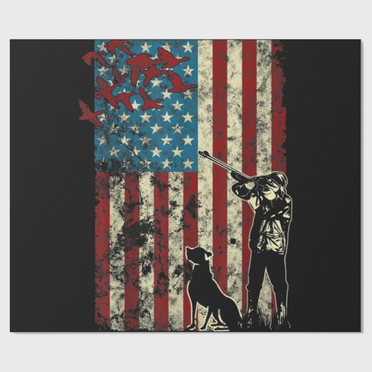 アヒル狩り動揺して愛国的アメリカ国旗 ラッピングペーパー (フラット)