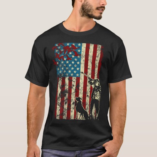 アヒル狩り動揺して愛国的アメリカ国旗Gi Tシャツ (正面)