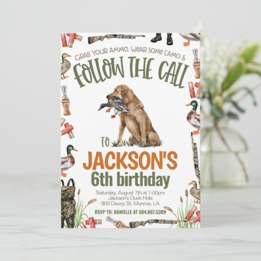 アヒル狩り誕生日招待状 招待状 (スタンド正面)