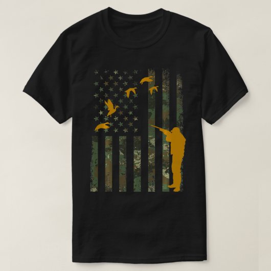 アヒル狩り迷彩柄メンズカモウハンターギフトアメリカン Tシャツ (デザイン正面)