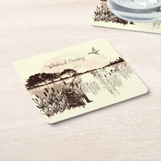 アヒル狩り スクエアペーパーコースター (アングル)