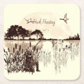 アヒル狩り スクエアペーパーコースター (正面)